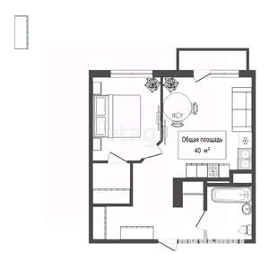 2-к квартира, вторичка, 40м2, 19/23 этаж