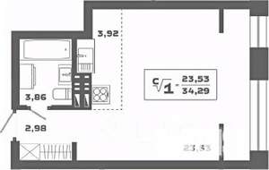 Студия квартира, вторичка, 34м2, 19/19 этаж