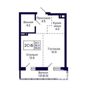 2-к квартира, вторичка, 40м2, 15/30 этаж