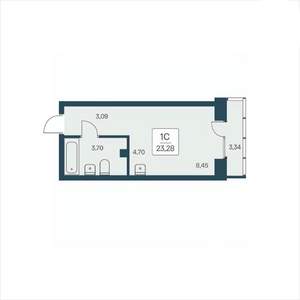 Студия квартира, вторичка, 23м2, 22/25 этаж