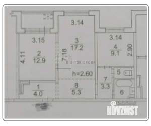 2-к квартира, вторичка, 57м2, 2/25 этаж