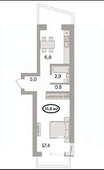 1-к квартира, вторичка, 32м2, 4/9 этаж