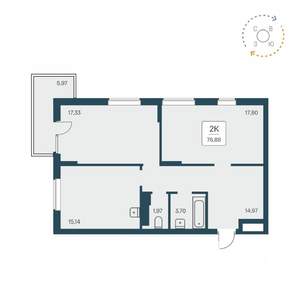 3-к квартира, вторичка, 71м2, 6/25 этаж