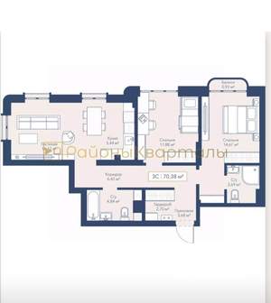 2-к квартира, вторичка, 70м2, 8/24 этаж