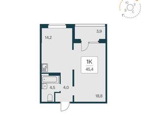 1-к квартира, вторичка, 45м2, 12/17 этаж