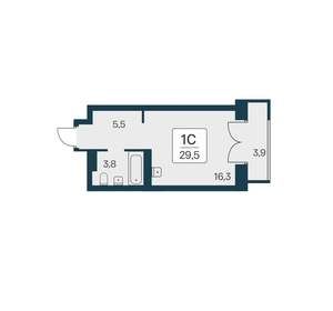 Студия квартира, вторичка, 30м2, 25/30 этаж