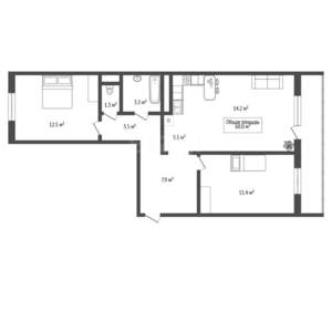 3-к квартира, вторичка, 60м2, 3/17 этаж