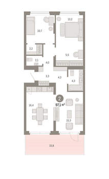 2-к квартира, вторичка, 97м2, 2/12 этаж