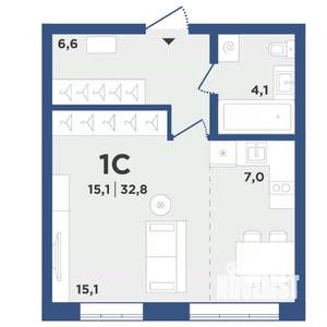 1-к квартира, вторичка, 33м2, 1/9 этаж