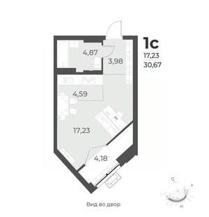 1-к квартира, строящийся дом, 31м2, 5/17 этаж