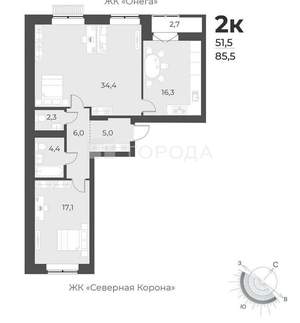 3-к квартира, вторичка, 86м2, 2/24 этаж