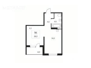1-к квартира, вторичка, 38м2, 12/17 этаж