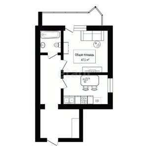 1-к квартира, вторичка, 47м2, 13/14 этаж
