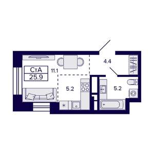 Студия квартира, вторичка, 26м2, 10/23 этаж