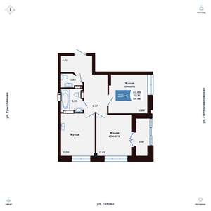 2-к квартира, вторичка, 55м2, 10/25 этаж