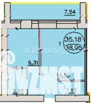 1-к квартира, вторичка, 38м2, 1/14 этаж