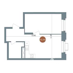 1-к квартира, вторичка, 43м2, 3/15 этаж