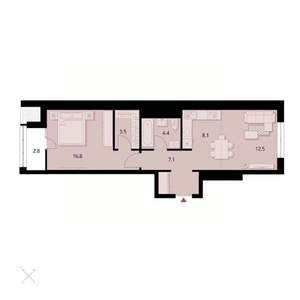 2-к квартира, вторичка, 54м2, 3/24 этаж