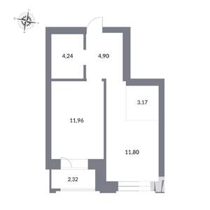 2-к квартира, вторичка, 38м2, 18/25 этаж