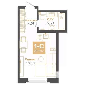 Студия квартира, строящийся дом, 30м2, 6/24 этаж