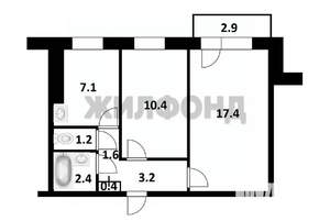 2-к квартира, вторичка, 44м2, 6/9 этаж