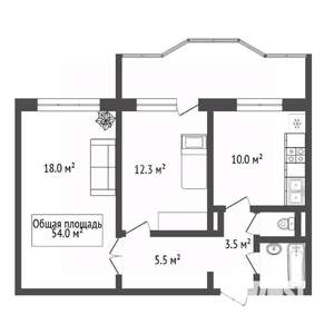 2-к квартира, вторичка, 54м2, 11/17 этаж