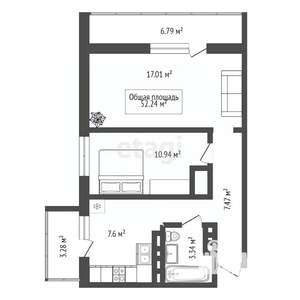2-к квартира, вторичка, 47м2, 21/25 этаж
