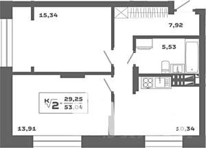 2-к квартира, вторичка, 53м2, 19/19 этаж