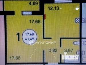 1-к квартира, вторичка, 42м2, 2/17 этаж