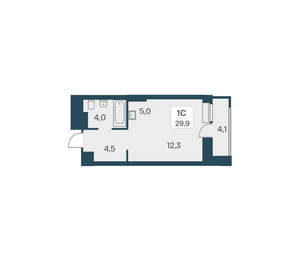 Студия квартира, вторичка, 30м2, 20/30 этаж