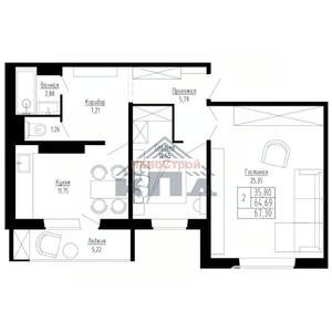 2-к квартира, вторичка, 67м2, 9/15 этаж