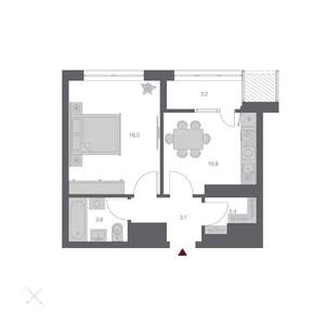 1-к квартира, строящийся дом, 40м2, 5/24 этаж