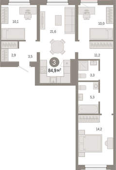 3-к квартира, вторичка, 85м2, 6/17 этаж