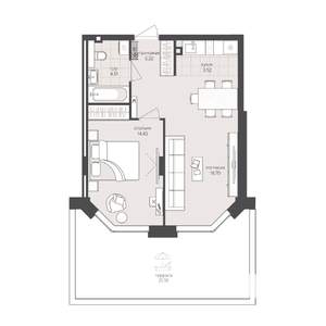 1-к квартира, вторичка, 67м2, 1/6 этаж