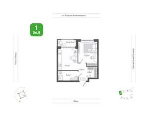 1-к квартира, вторичка, 37м2, 5/11 этаж