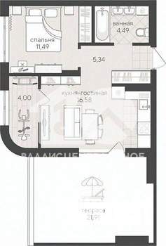 1-к квартира, вторичка, 42м2, 7/7 этаж
