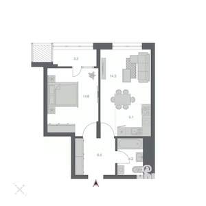 2-к квартира, строящийся дом, 48м2, 12/24 этаж