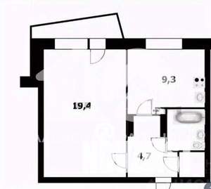 1-к квартира, вторичка, 38м2, 8/9 этаж