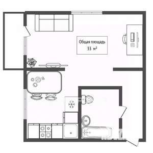 1-к квартира, вторичка, 33м2, 3/5 этаж