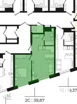 2-к квартира, вторичка, 40м2, 14/24 этаж