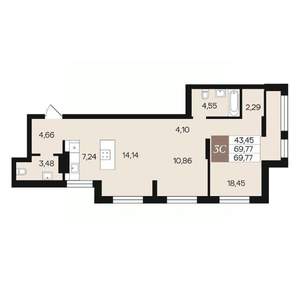 3-к квартира, вторичка, 70м2, 3/10 этаж
