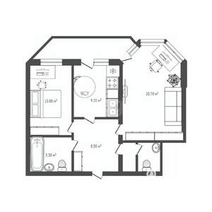 2-к квартира, вторичка, 66м2, 6/10 этаж