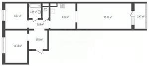 3-к квартира, вторичка, 59м2, 1/10 этаж