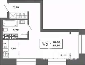 Студия квартира, вторичка, 36м2, 25/25 этаж