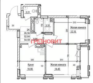 2-к квартира, сданный дом, 53м2, 21/29 этаж