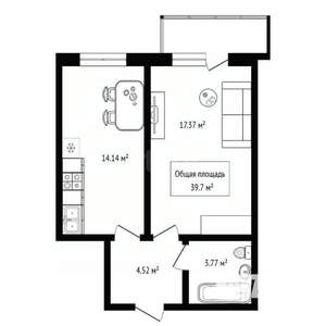 1-к квартира, вторичка, 40м2, 3/26 этаж