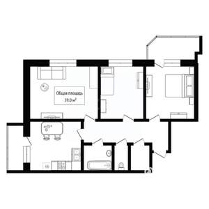 3-к квартира, вторичка, 59м2, 11/19 этаж