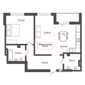 2-к квартира, вторичка, 55м2, 13/24 этаж