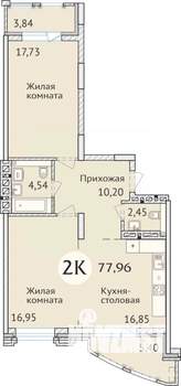 2-к квартира, сданный дом, 78м2, 18/23 этаж