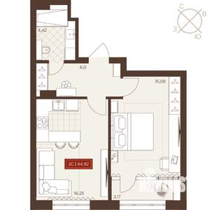 2-к квартира, вторичка, 45м2, 5/24 этаж